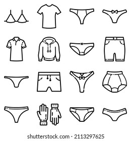 Clothes Flat Icon Set Isolated On White Background