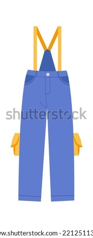 Clothes flat icon Winter trousers with suspenders for ski sport