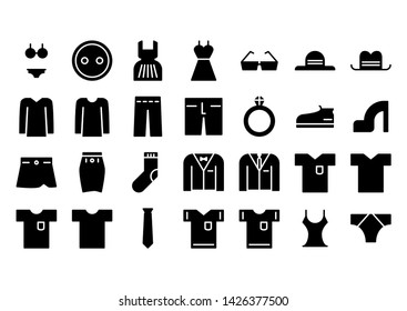 clothes glyph icon symbol set