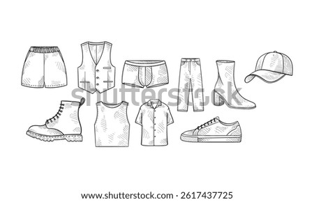 clothes handdrawn engraving doodle collection
