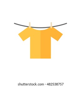 Clothes hang icon in flat color style. Laundry cleaning washing