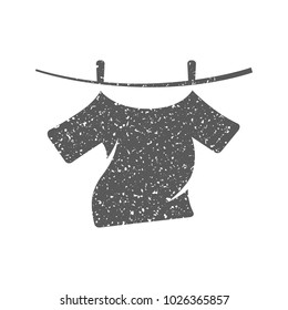 Clothes hang icon in grunge texture. Vintage style vector illustration.