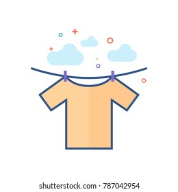 Clothes hang icon in outlined flat color style. Vector illustration.