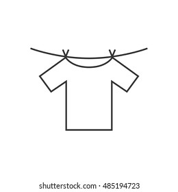 Clothes hang icon in thin outline style. Laundry cleaning washing