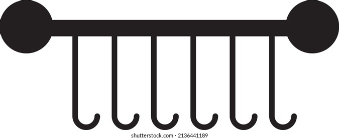 clothes hanger black icon vector. icon of hanger for clothes. Hanger with hooks..eps
