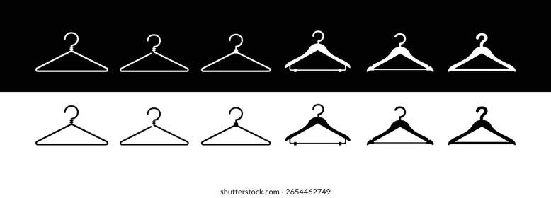 Cabide de roupas. preto Hanger ícone vetor isolado no fundo branco.