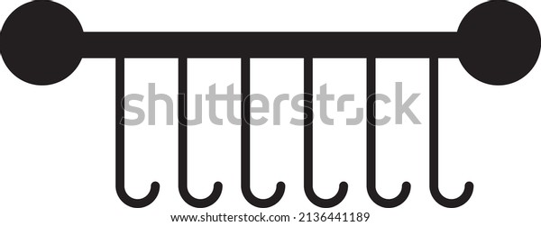 clothes hanger black icon vector. icon of\
hanger for clothes. Hanger with\
hooks..eps\
