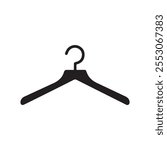 Clothes hanger black and white icon fashion design.