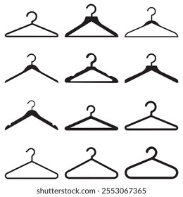 Clothes hanger black and white icon fashion design.