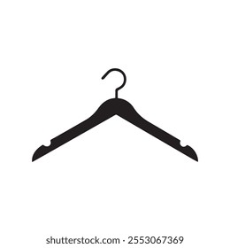 Clothes hanger black and white icon fashion design.