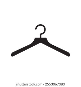 Clothes hanger black and white icon fashion design.