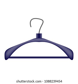 Clothes hanger, blue on white background, vector