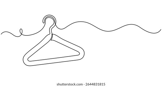 Clothes Hanger Continuous Line Icon, hanger icon continuous line drawing. drawing of clothes hanger. minimalist line isolated white background, Hanger continuous one line drawing outline