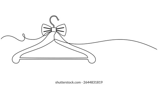 Colgador de ropa Icono de línea continua, icono de colgador Dibujo de línea continua Dibujo de colgador de ropa Línea minimalista Fondo blanco aislado, Colgador contorno de dibujo de una línea continua
