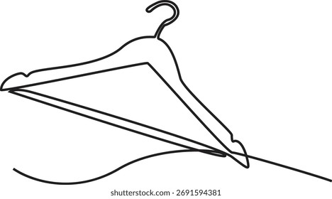 Clothes hanger continuous line vector illustration, minimal fashion wardrobe design for boutique, laundry, and clothing concept