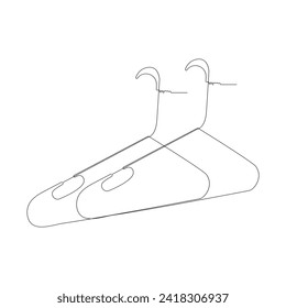 
clothes hanger continuous single line outline vector art drawing and simple one line hanger minimalist design