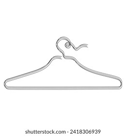 
clothes hanger continuous single line outline vector art drawing and simple one line hanger minimalist design