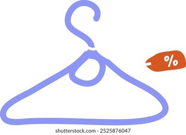 Clothes Hanger With Discount Tag Vector Illustration