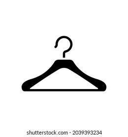 Clothes hanger glyph icon. Vector fill black illustration.