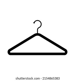 Clothes hanger icon. Black contour linear silhouette. Front side view. Vector simple flat graphic illustration. Isolated object on a white background. Isolate.