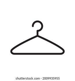 Clothes hanger icon, black line isolated on white background, vector illustration.
