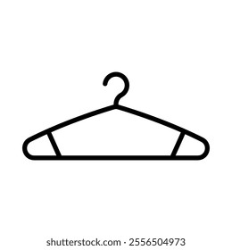 Clothes hanger icon. Black outline linear silhouette. Editable strokes. Front side view. Vector simple flat graphic illustration. Isolated object on white background. Isolate.