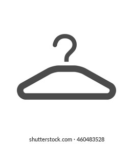 Clothes hanger icon in black and white grey single color. Laundry household