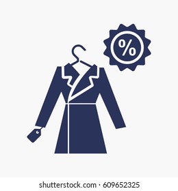 Clothes and Hanger Icon. Discount Flat Isolated Graphic Vector Symbol Silhouette