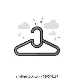 Clothes hanger icon in flat outlined grayscale style. Vector illustration.