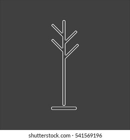 Clothes Hanger icon flat. Vector white illustration isolated on black background. Flat symbol