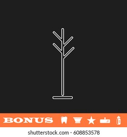 Clothes Hanger icon flat. White pictogram on black background. Vector illustration symbol and bonus button tooth, vase, star, mirror, bottle