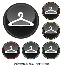 Clothes Hanger Icon Glossy Button Icon Set in With Various Color Highlights