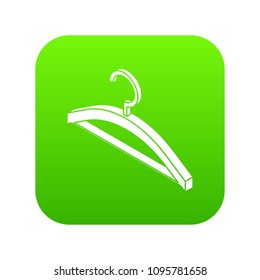 Clothes hanger icon green vector isolated on white background
