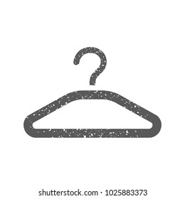 Clothes hanger icon in grunge texture. Vintage style vector illustration.