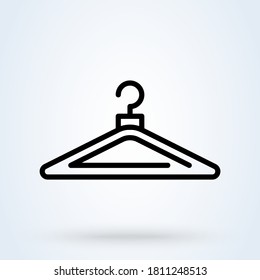 Clothes Hanger icon or logo line art style. Outline Clothes concept. Hanger vector illustration.