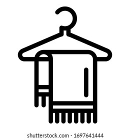 Icono de colgador de ropa. Icono de vector de colgamiento de esquema para diseño web aislado en fondo blanco