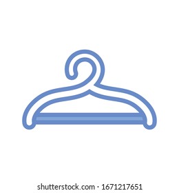 clothes hanger icon over white background, blue outline style, vector illustration