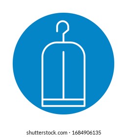 clothes hanger icon over white background, block style, vector illustration
