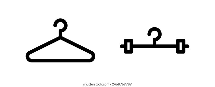 Clothes hanger icon. Clothes rack vector illustration isolated. Closet symbol. Cloackroom line pictogram.