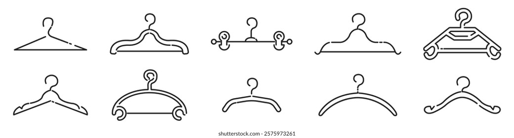 Clothes hanger icon set. Hanger icons. Hanger silhouette. Vector illustration.