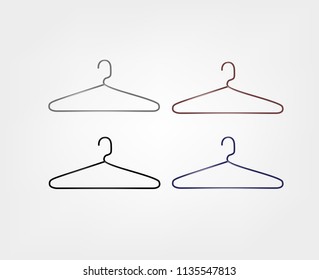 Clothes hanger icon set. Metal hanger.
