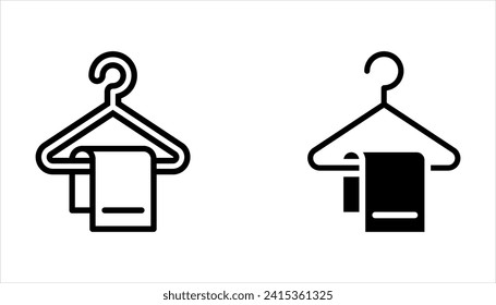 Clothes hanger icon set on white background