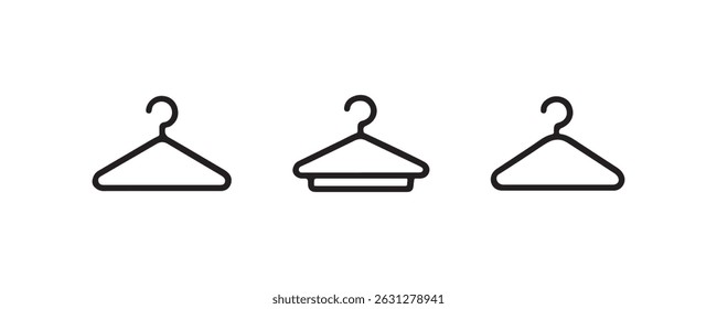 Clothes hanger icon set in outline style Vector