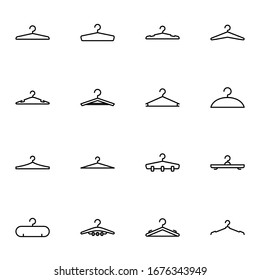 clothes hanger icon set. simple hanger, coat hanger outline icon sign concept. vector illustration. 