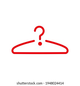 Clothes hanger icon symbol line red vector illustration.