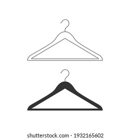 Clothes hanger icon symbol silhouette outline line empty vector illustration.