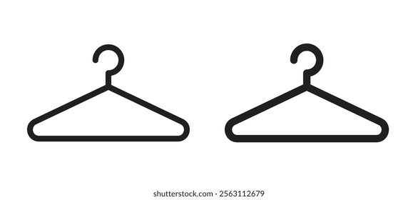 Clothes hanger icons in black line and filled versions