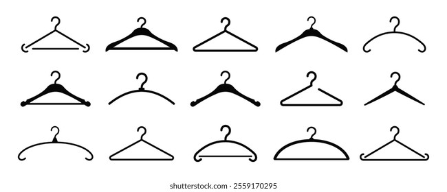 Clothes hanger icons set. Hanger symbol. Vector.