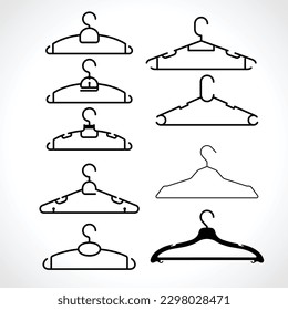 Iconos de colgador de ropa. Ilustración vectorial.