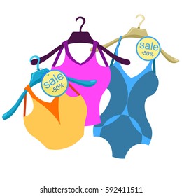 clothes hanger isolation with a bathing suit. vector illustration